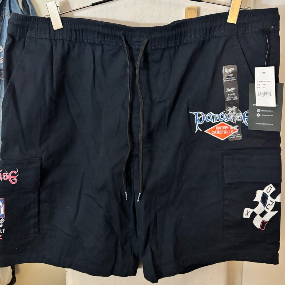 NWT Brooklyn Cloth Comfort Stretch Graphic Shorts, 7” - Black, Size XL